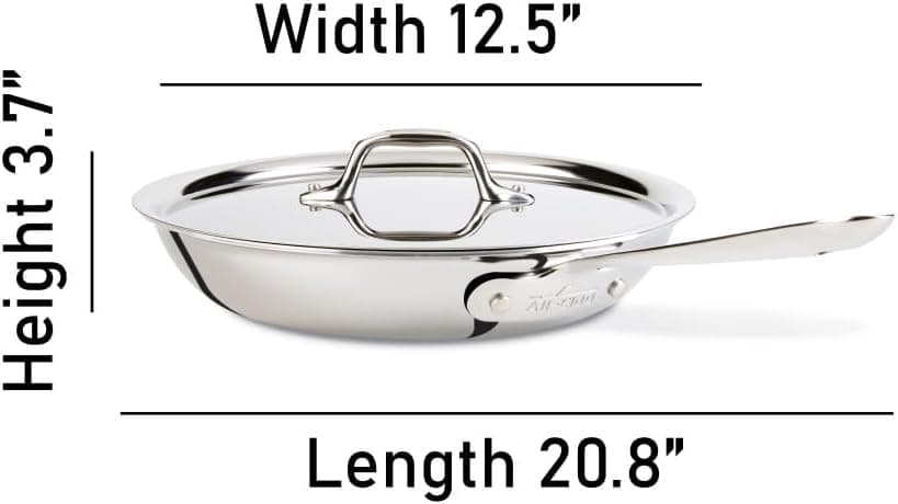 All-Clad D3 Stainless Tri-ply Bonded Stainless Steel Fry Pan with Lid, 12-Inch, Silver view 2