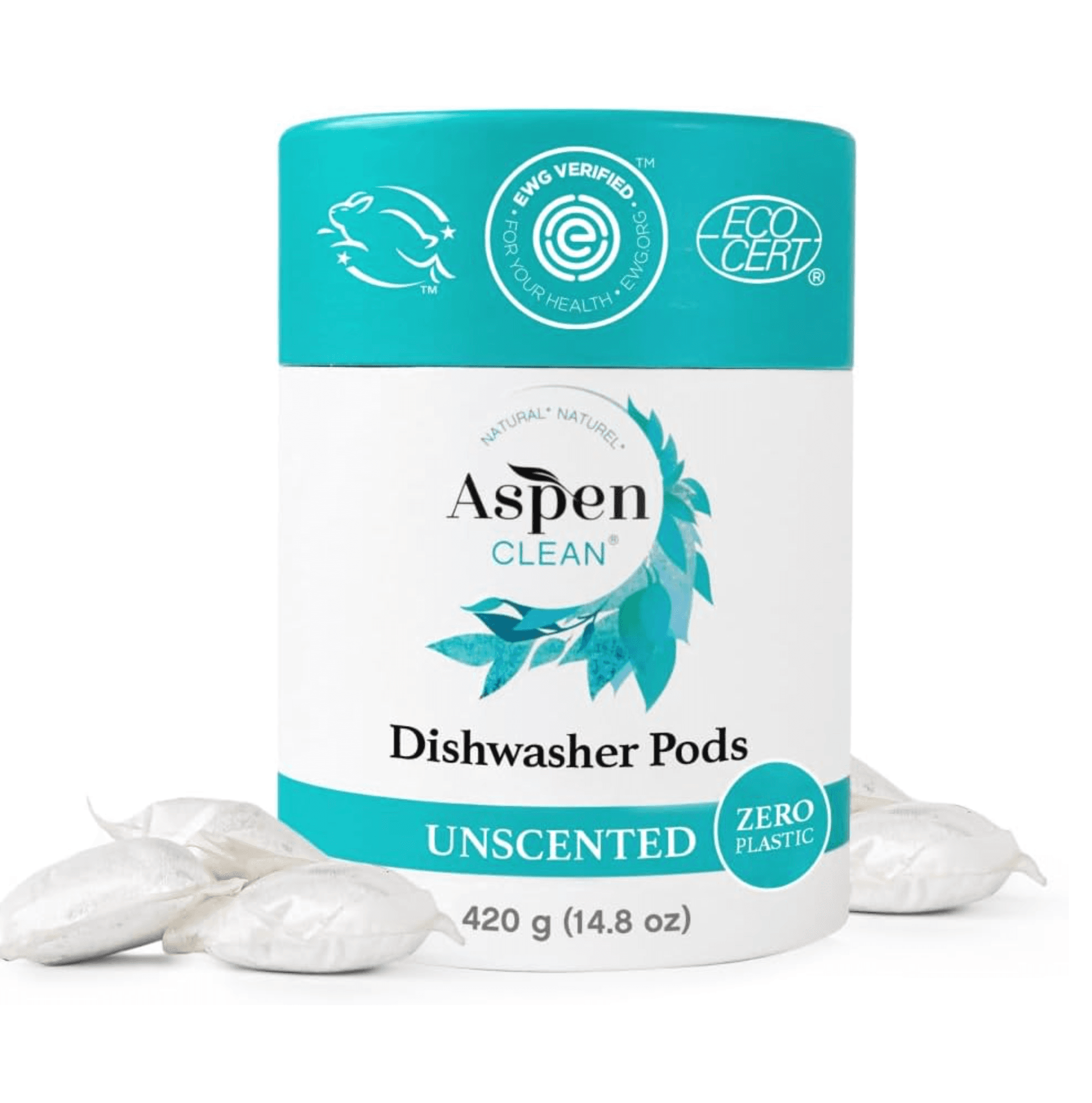 AspenClean Natural Dishwasher Detergent Pods - Unscented