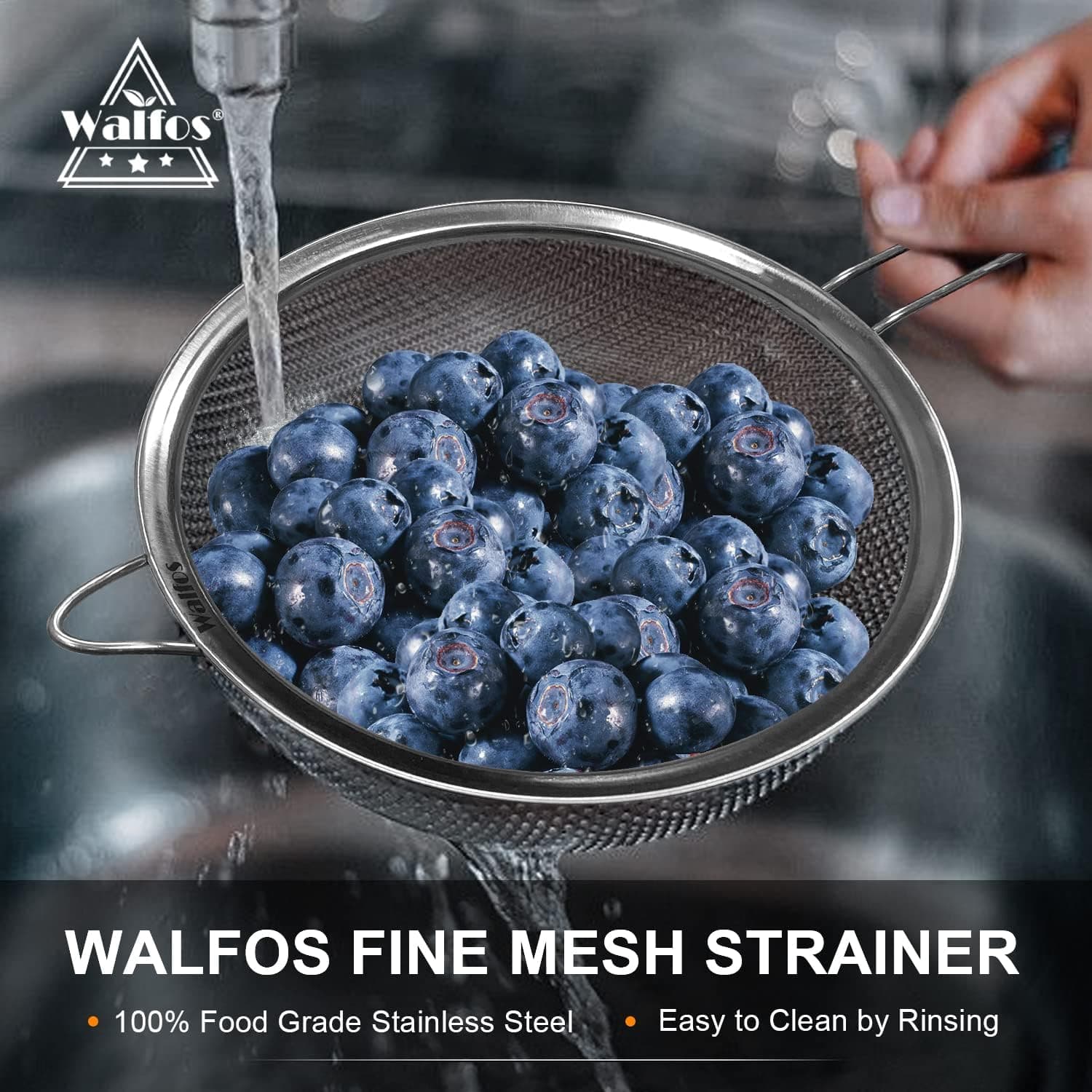 Walfos 9.5 Inch Large Fine Mesh Strainer view 4