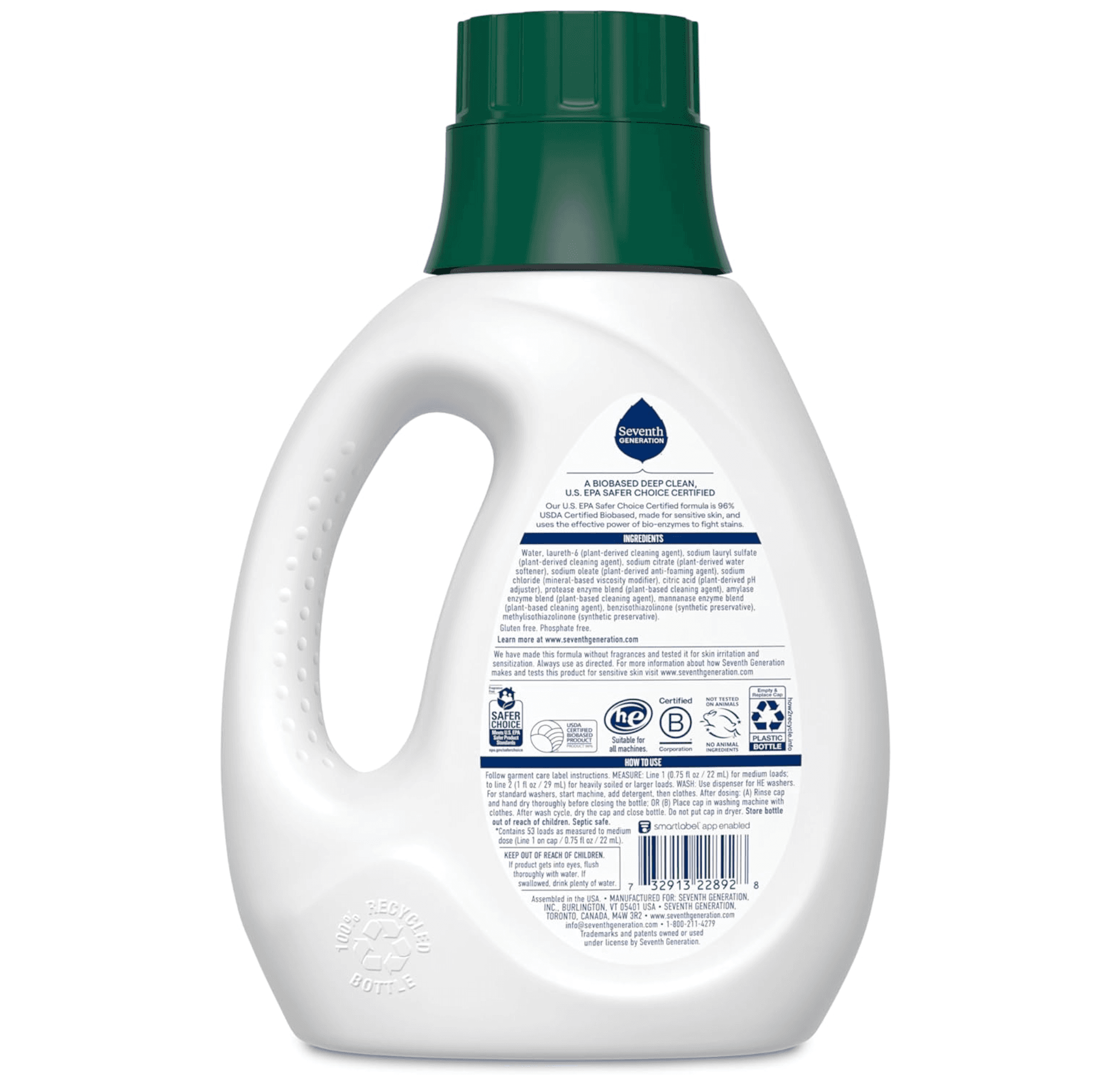 Seventh Generation Concentrated Laundry Detergent Liquid Free & Clear Fragrance Free 40 Fl Oz (Pack of 2) view 2